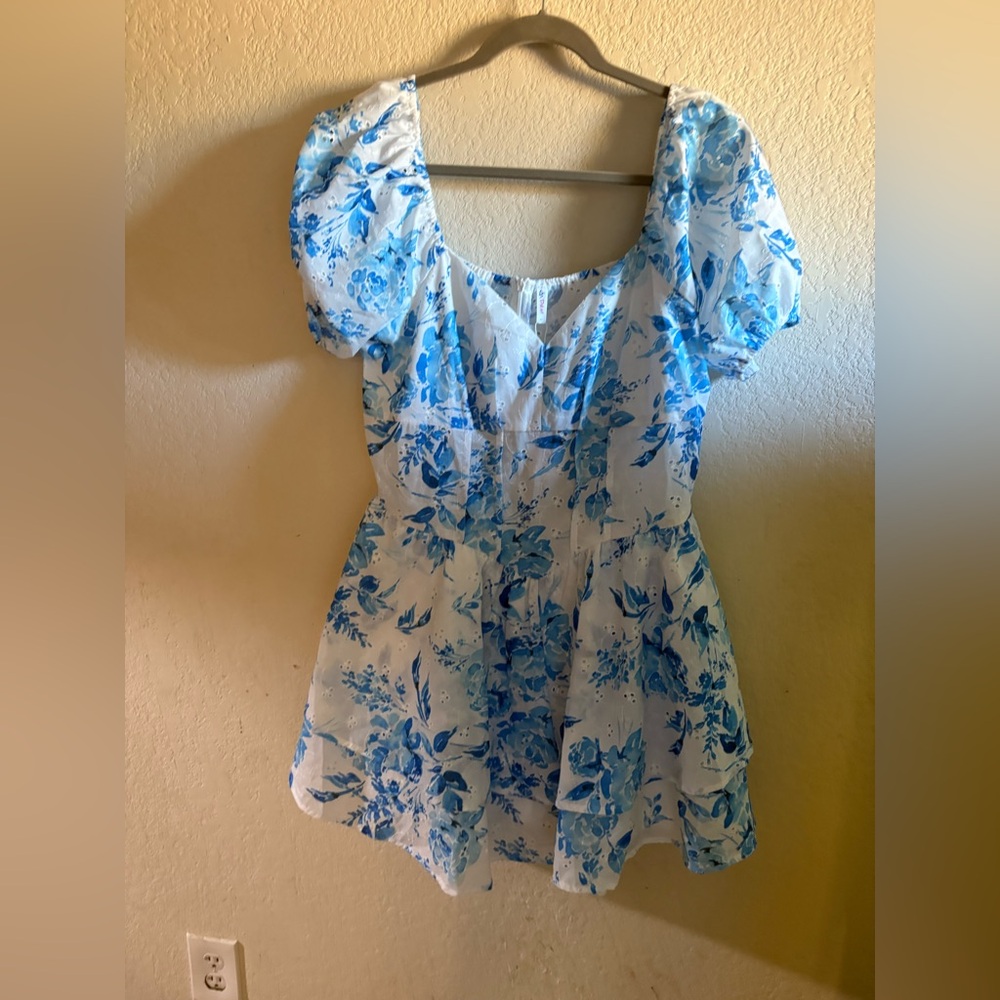 Floral corset mini dress with attached shorts underneath